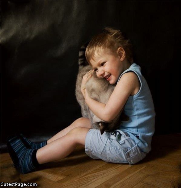 Girl With Cute Kitten